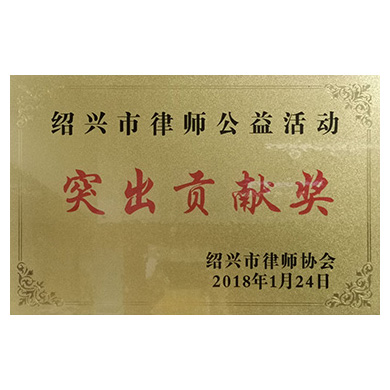 2018年1月24日绍兴市律师协会颁发“突出贡献奖”